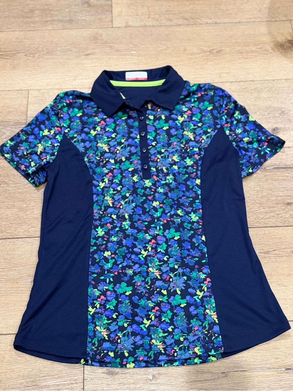 Grand Slam Women’s Navy Floral Short Sleeve Polo size Medium
